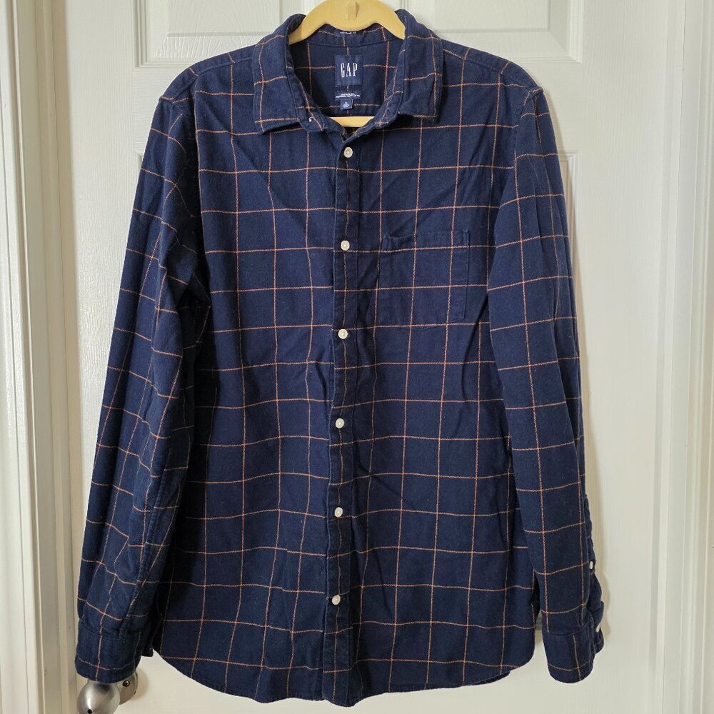 Gap Blue Plaid Flannel Men's Size Large Tall